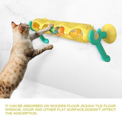 Pet Cat Hanging Sucker Teaser Kitten Spinning Disk Track Rolling Ball Toy USA