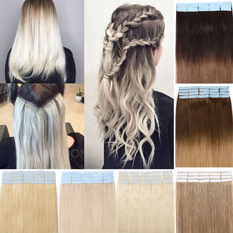 Invisible Tape In 100% Remy Human Hair Extensions Skin Weft W