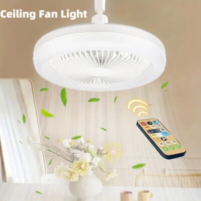 Fan For E27 Socket Light with Remote Ceiling Adjustable Fan Smart LED 3Speed AC