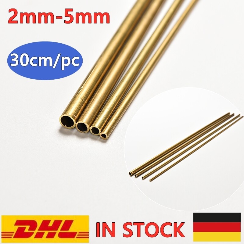 Messing Rohr Rundrohr Außendurchmesser 2mm-5mm Länge 300mm Wandstärke 0.5mm DHL