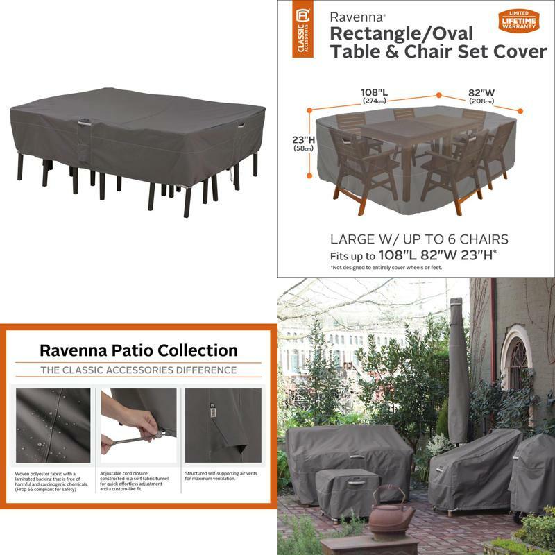Ravenna Large Rectangular/Oval Patio Table And Chair Set Cover