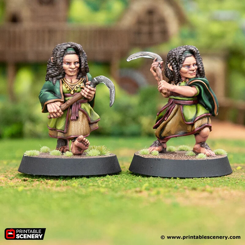 Flora Diggins, Tabletop D&D Fantasy Human Gardener Warlock Halfling Miniature 