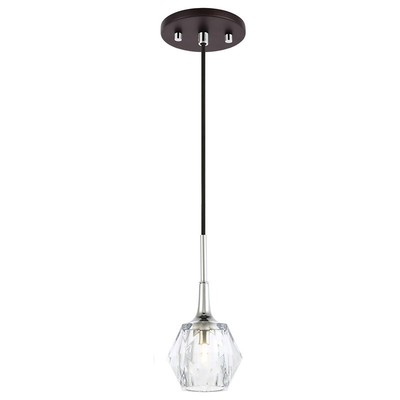 Woodbridge Lighting Regent Park 1Lt Glass Mini-Pendant in Chrome/Crystal
