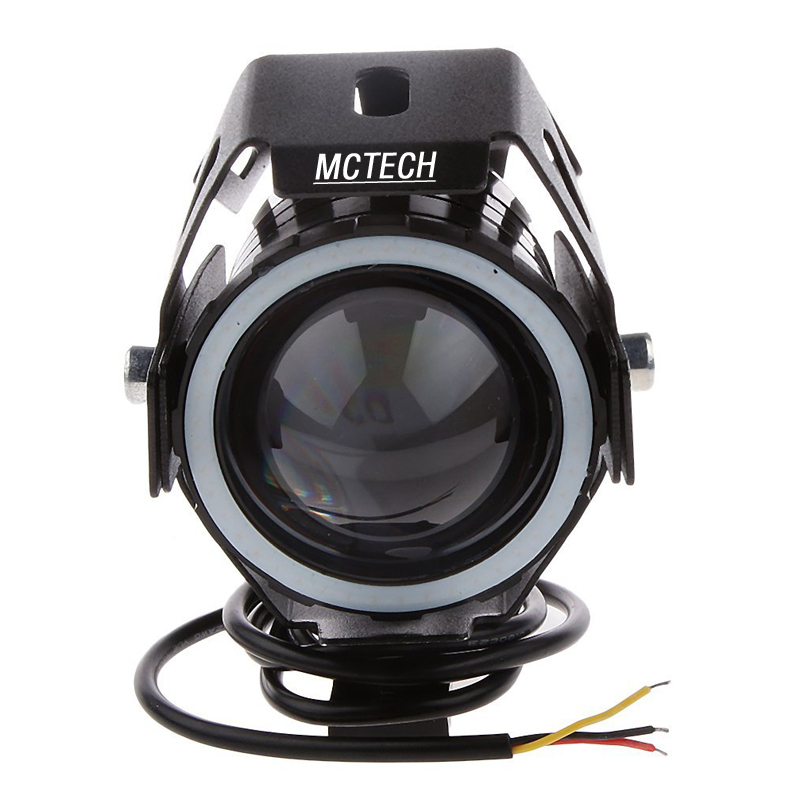 2x Motorrad LED U7 Zusatzscheinwerfer 125W Scheinwerfer Driving Lampe Schwarz