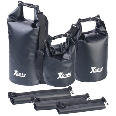 Xcase 3er-Set Wasserdichte Packsäcke aus LKW-Plane, 51020 Liter, schwarz