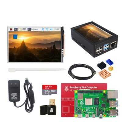 Raspberry Pi 4 2gb 4gb 8gb Starter Kit 3.5'' Touch Screen Power Supply Case HDMI