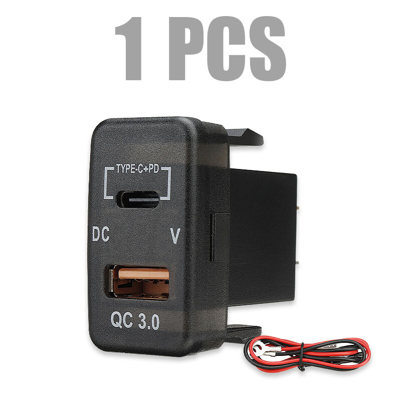 PD Car Charger Socket Dual USB QC3.0 Fast Charging Port Power Adapter for Toyota