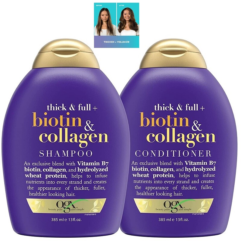 OGX Biotin & Collagen Shampoo and Conditioner Set Thick & Full 13 oz Pack of 2