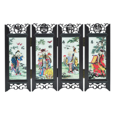 Vintage Mini Écran Présentoir Résine Verre Givré Bureau Pliable Panneau