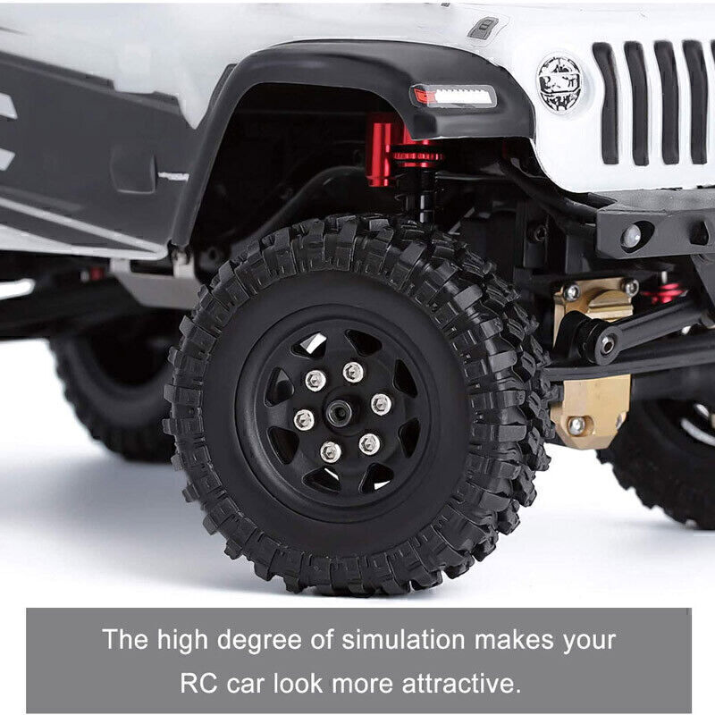 4PCS Beadlock Tires & Wheels Rims Tire for 1/24 Axial SCX24 90081 RC Crawler Car