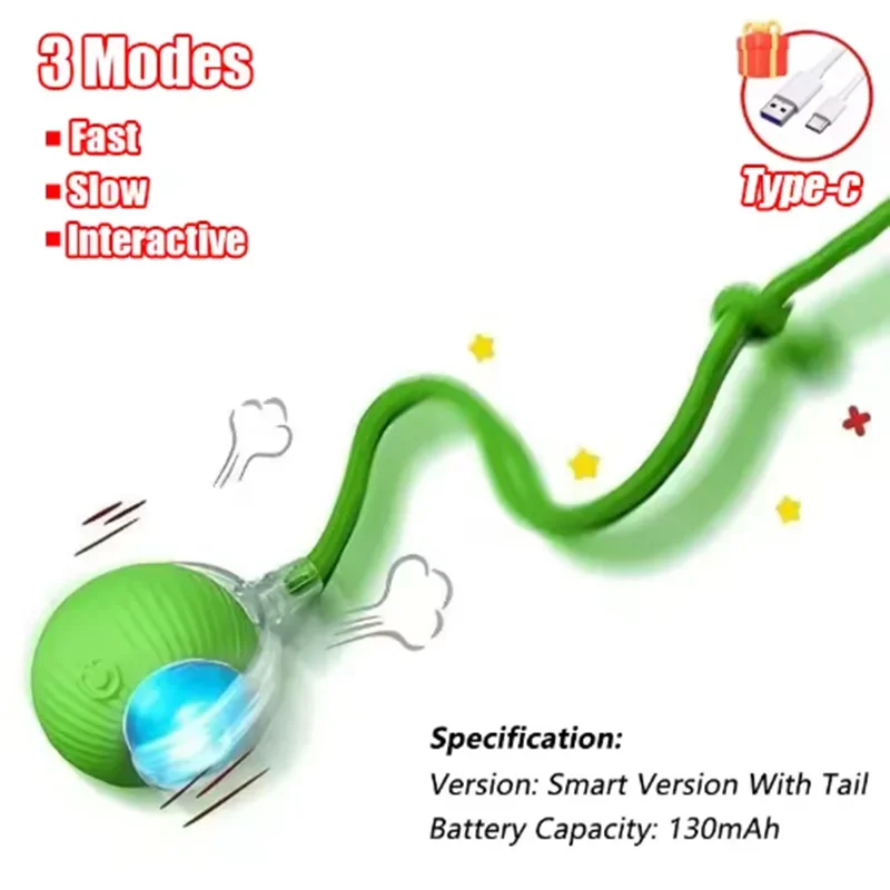 Rechargeable Automatic Rolling Ball Cat Toy – Fake Tail, Imitate Mouse, Electric
