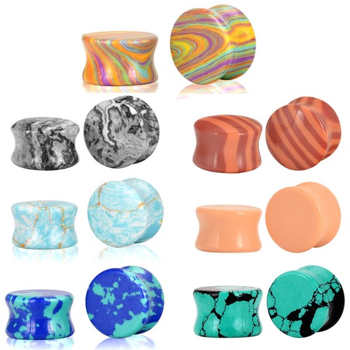 Organic Stone Ear Gauges-Ear Plugs-Flesh Tunnels 2G,0G,00G,12,14,16MM - 1PAIR US