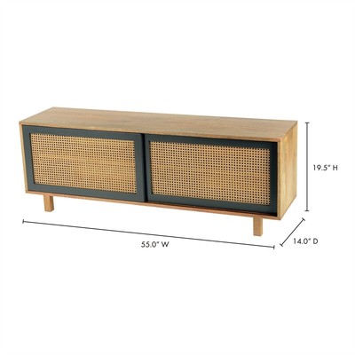 Moe's Home Collection Ashton 55" Wood Media Console/TV Stand in Natural/Black