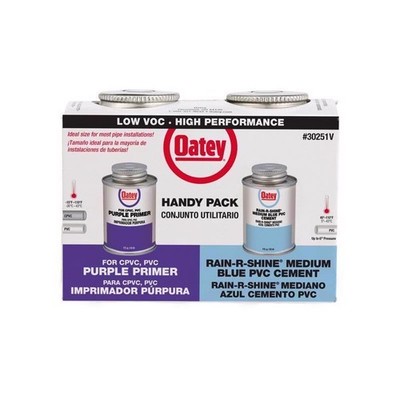 Oatey 30231TV Rain-R-Shine Blue Primer & PVC Cement 4 oz Fast Set