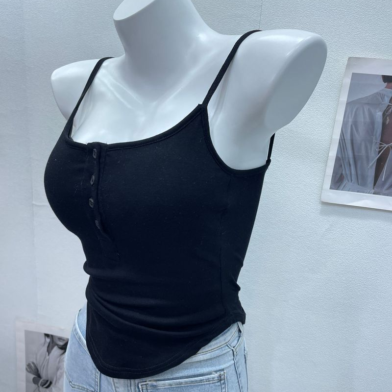 Damen Unregelmäßig Unterhemd Spaghetti Trägertop Tank Gerippt Gekürzt Top Slim
