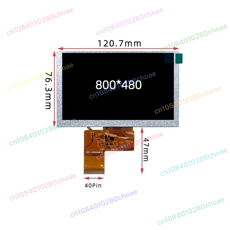 5-Inch TFT LCD 800x480 high resolution 40