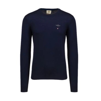 

Рубашка с круглым вырезом Мужская Aeronautica Militare Sweater MA1388 Темно-синий меланж