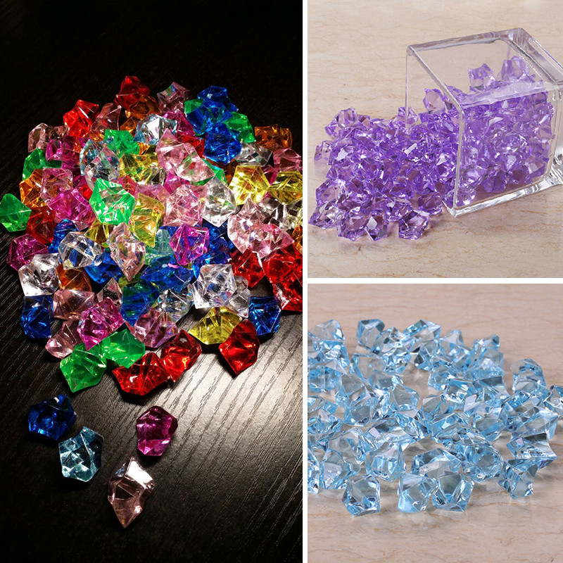 100X DIY Acrylic Crystal Gem Stone Ice Rocks Aquarium Wedding Party Vase Decor