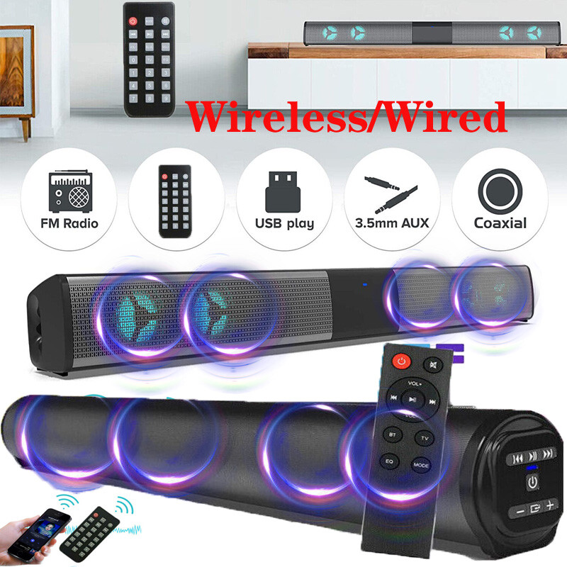 Surround Sound Bar 4 Speaker System Wired/Wireless  Subwoofer TV Home Theater