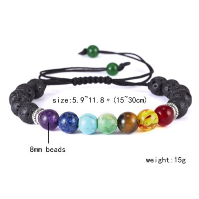 7 Chakra Natural Beads Lava Stone Yoga Healing Diffuser Bracelet Bangle Women 