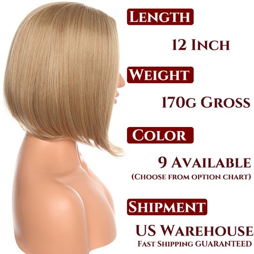 Lady Girl Bob Wig Women's Short Straight No Bangs Full Hair Wig Cosplay Party US