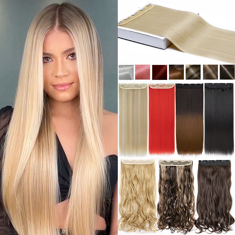 One Piece THICK Real Natural Clip in Hair Extensions Half Full Head as Human US
