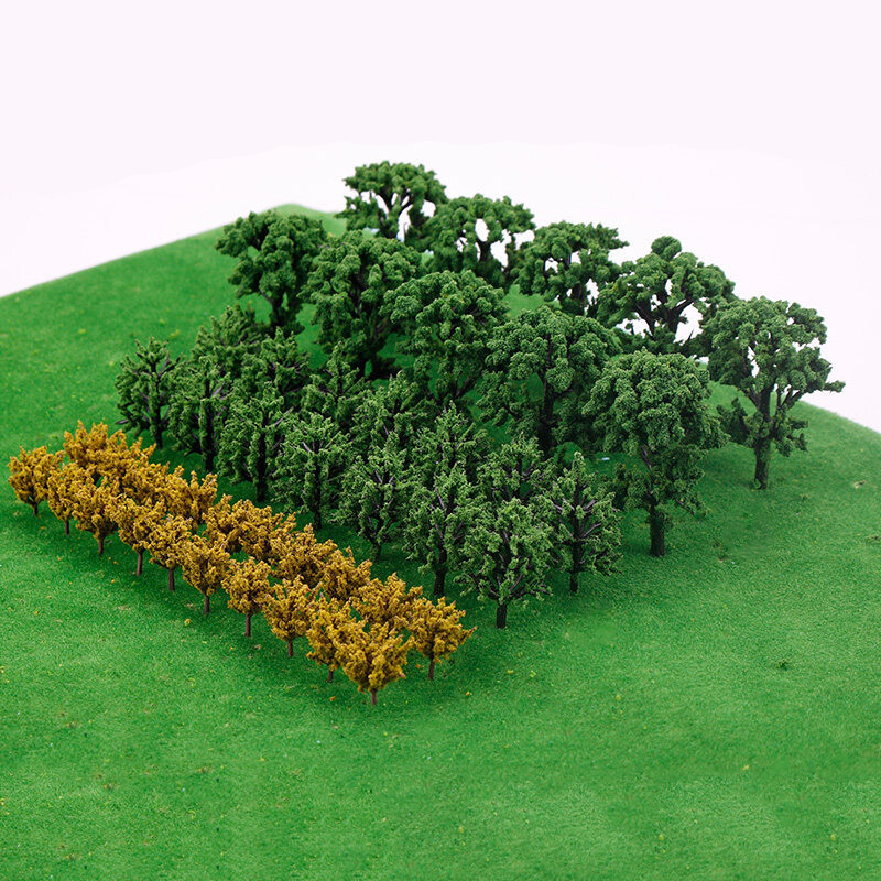 50pcs Plastic Miniature Trees Model Train Railroad Wargame L