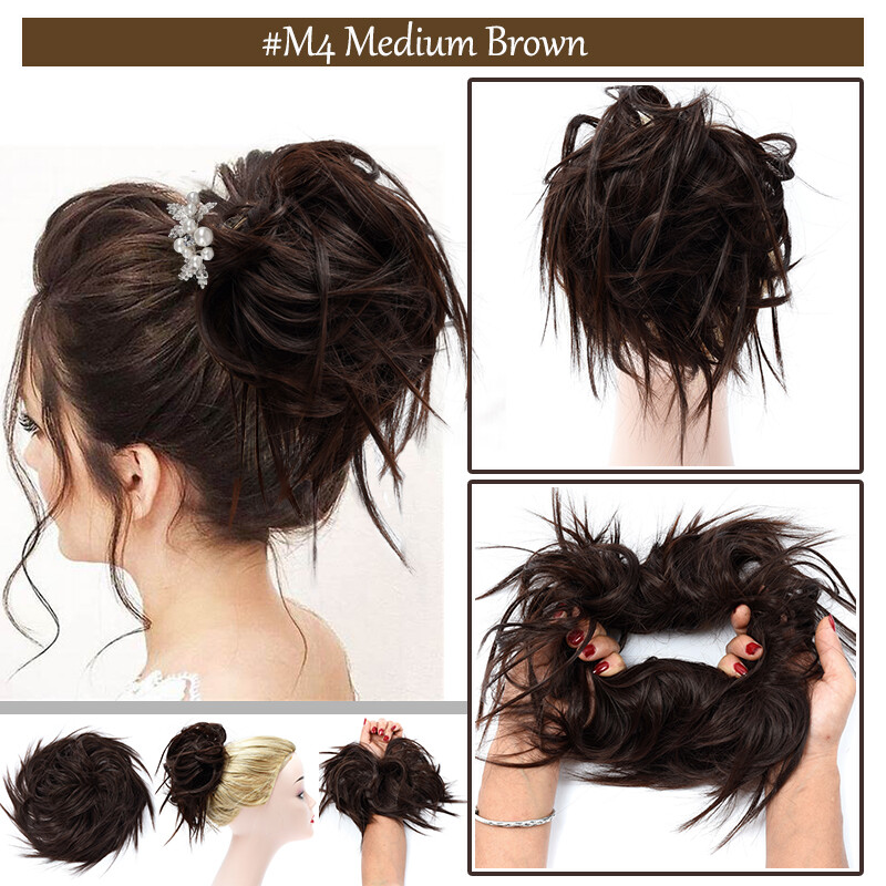 Buy Real Natural Curly Messy Bun Hair Piece Scrunchie Thick Fake