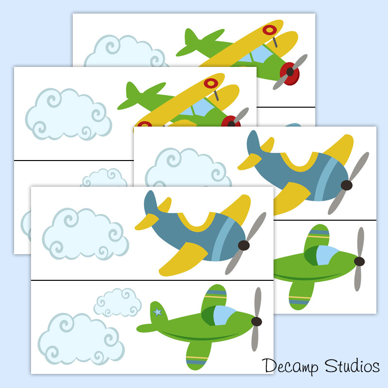 Vintage Airplane Wallpaper Border Wall Art Decals Boy Nursery Kids Room Stickers