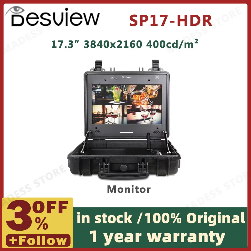 Bestview SP17-HDR 17.3 Inch 4K UHD Multi View Quad Split Portable Broadcast Dire
