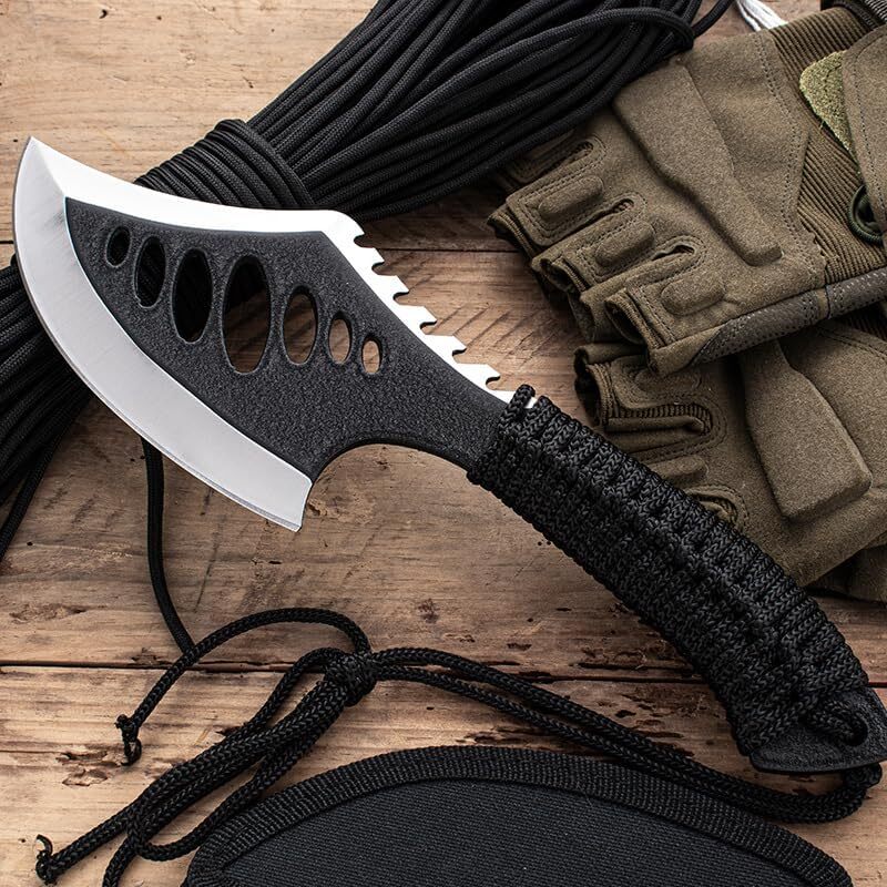 Outdoor Bushcraft 440C Steel Knife Survival Axe and Fixed Blade Combo Kit Tool