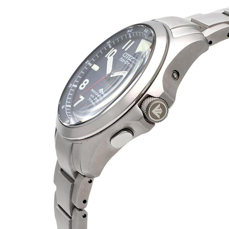 Pre-owned Citizen Promaster Land Eco-drive At6080-53l Blue Dial Titanium Solar Men Watch