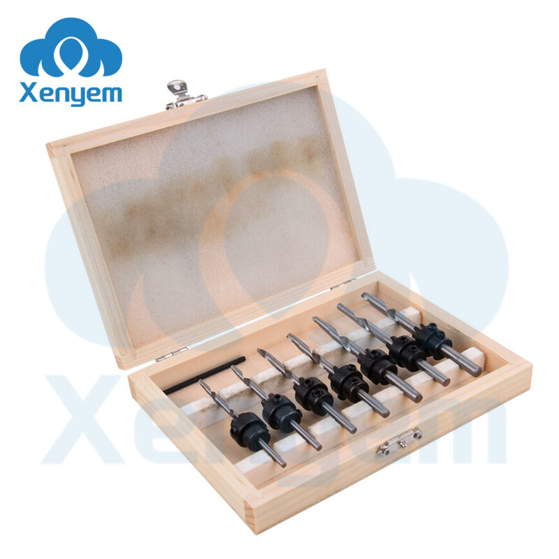 22PCS Wood Pilot Hole Woodworking Tools Tapered Drill Countersink Bit Screw Kit