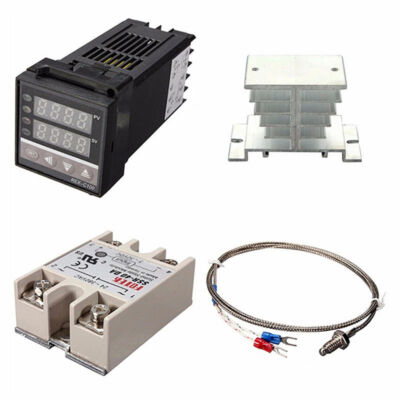 PID REX-C100 Temperature Controller SSR 40DA K Thermocouple Heat Sink Kit USA