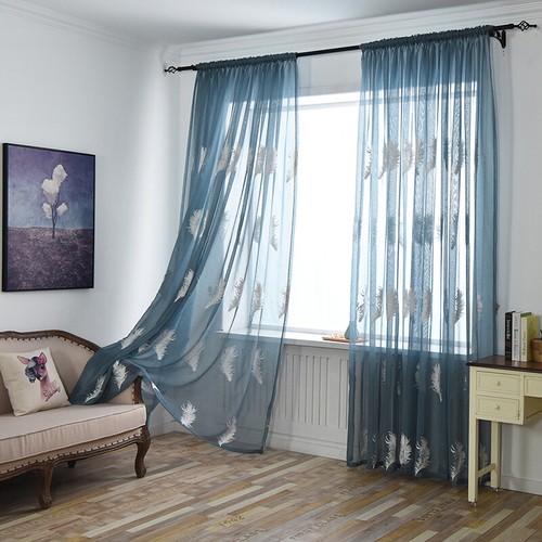 Details About Panel Feathered Style Gauze Voile Curtains Bedroom Window Tulle Home Decor Kv