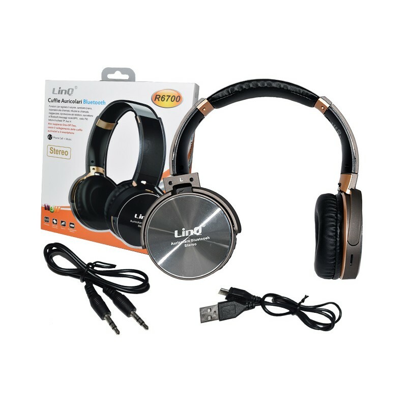 Cuffie Stereo Wireless Bluetooth FM Micro SD SLOT MP3 AUX-IN Linq R6700