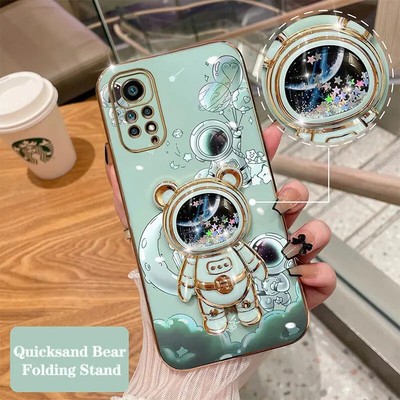 Quicksand Astronaut Plating Phone Holder Case For Xiaomi Redmi Note 11 Pro Plus