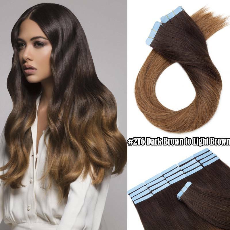 Thick Tape In Real Human Hair Extensions Full Head Skin Weft Long Mix Color 150g