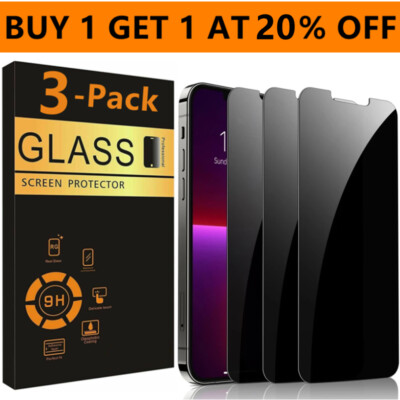 3 Pack  for iPhone 15 14 13 12 Pro Max X Privacy Tempered Glass Screen Protector