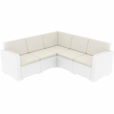 Compamia Monaco 5 Piece Outdoor Sectional in White with Cushion