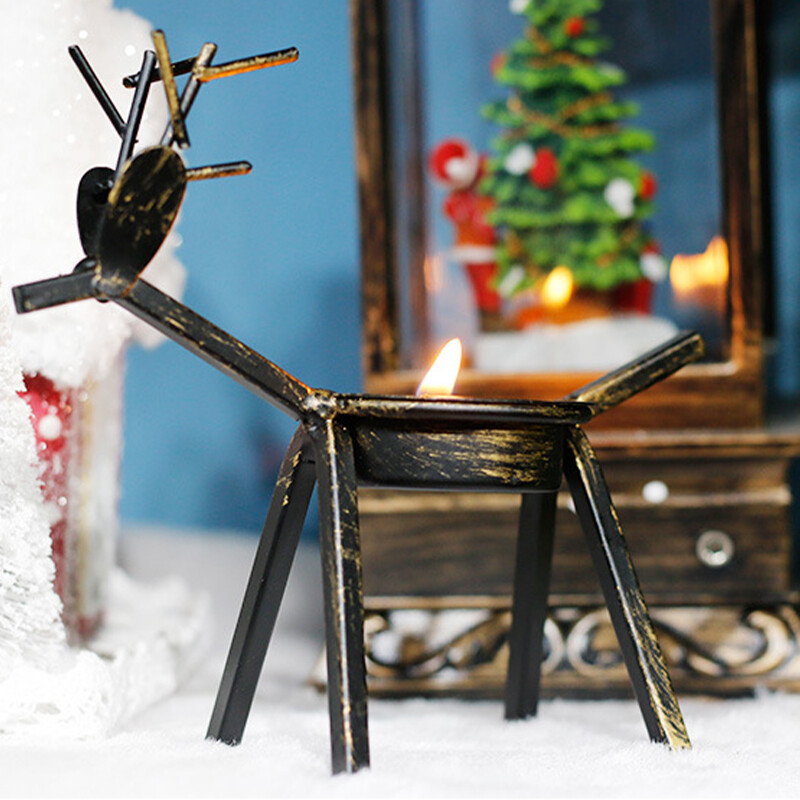 Creative European Style Antique Brass Deer Candle Holder