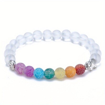 7 Chakra Healing Beaded Bracelet Colorful Natural Stone 8mm Beads Elastic Bracel