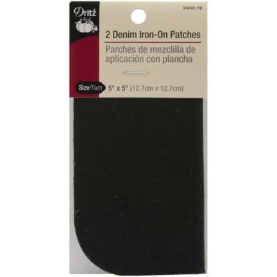 Iron-On Patches 5''X5'' 2/Pkg Black Denim
