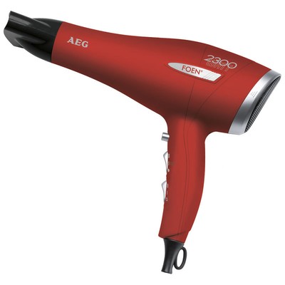 AEG HT 5580 Secador pelo profesional, 3 temperatura, 2 velocidades, 2300 W rojo