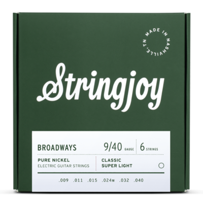 Stringjoy Broadways Pure Nickel Electric Guitar Strings Classic Super Light 9-40