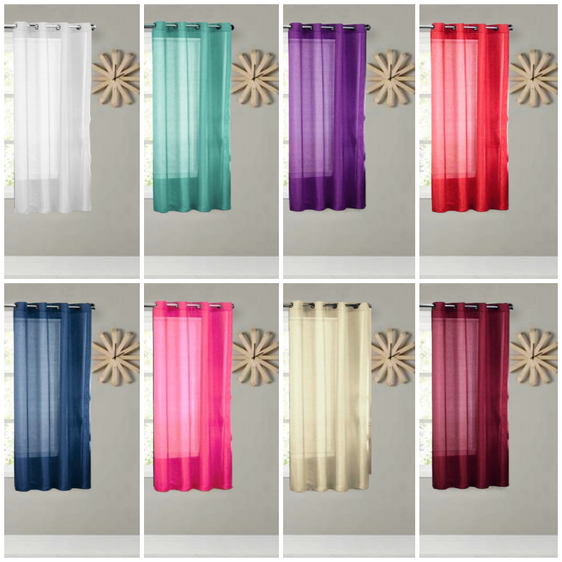 2PC SOLID SHEER VOILE PANEL INDOOR WEDDING GROMMETS WINDOW CURTAIN 