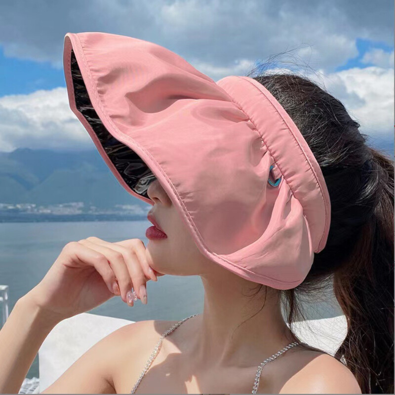 lady-wide-brim-cap-sun-visor-hat-headband-hollow-foldable-casual-travelling-chic