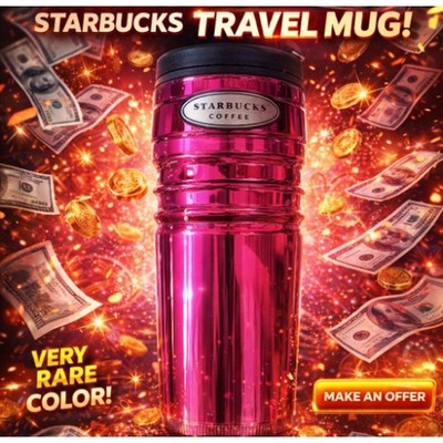 2004 Strabucks Metallic Magenta Pink 16 oz Tumbler Flip Top Travel Mug NWT