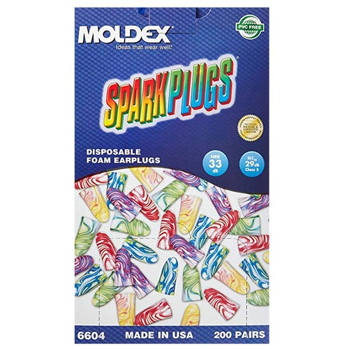Moldex Sparkplugs Earplugs Foam Ear Plugs 200 Pairs Disposable Soft NRR 33db