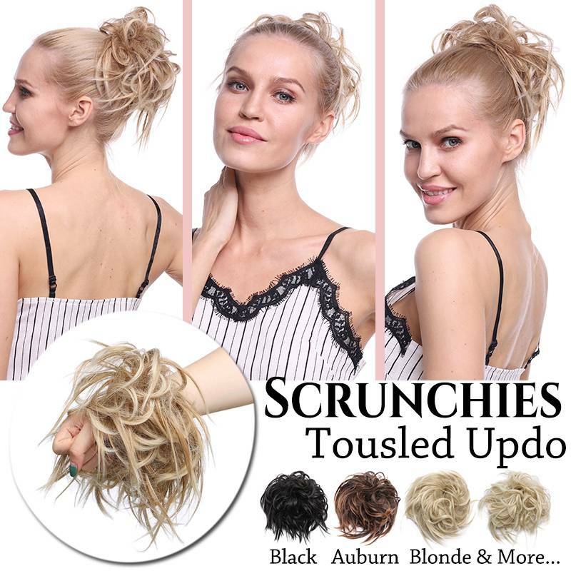 Ponytail Top Knot Thick Tousle Scrunchies Curly Messy Bun Hair Extensions Brown Ebay